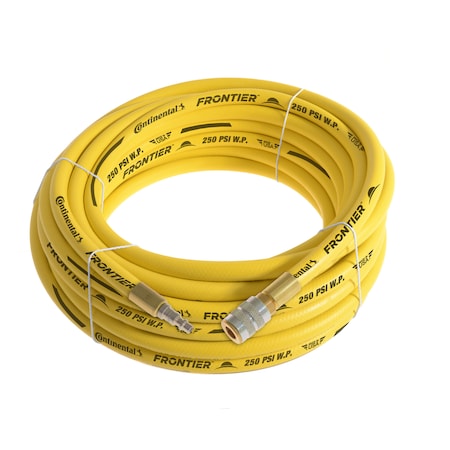 3/8x100' Yellow EPDM Air Hose, 300 PSI, 3/8 Ind. Interchange M+F QC